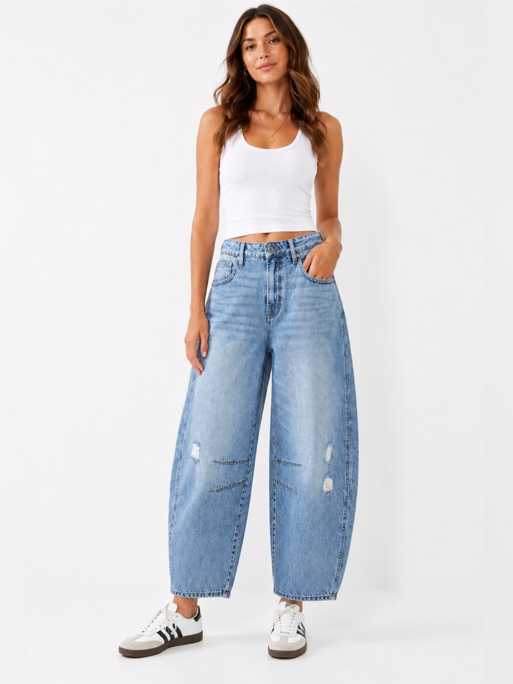 Hidden Jeans Womens 27 High Rise Barrel Leg Jeans Distressed Baggy Blue Denim